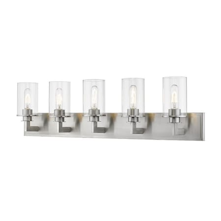 Z-Lite Savannah 5 Light Vanity, Brushed Nickel & Clear 462-5V-BN